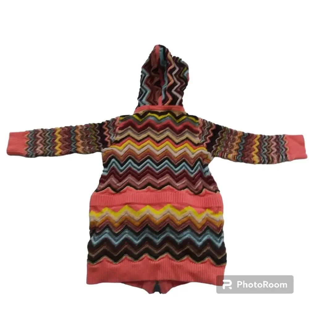Missoni For Target  Zig Zag Zip-up Hooded Cardigan Multi Color Sweater Size 18M